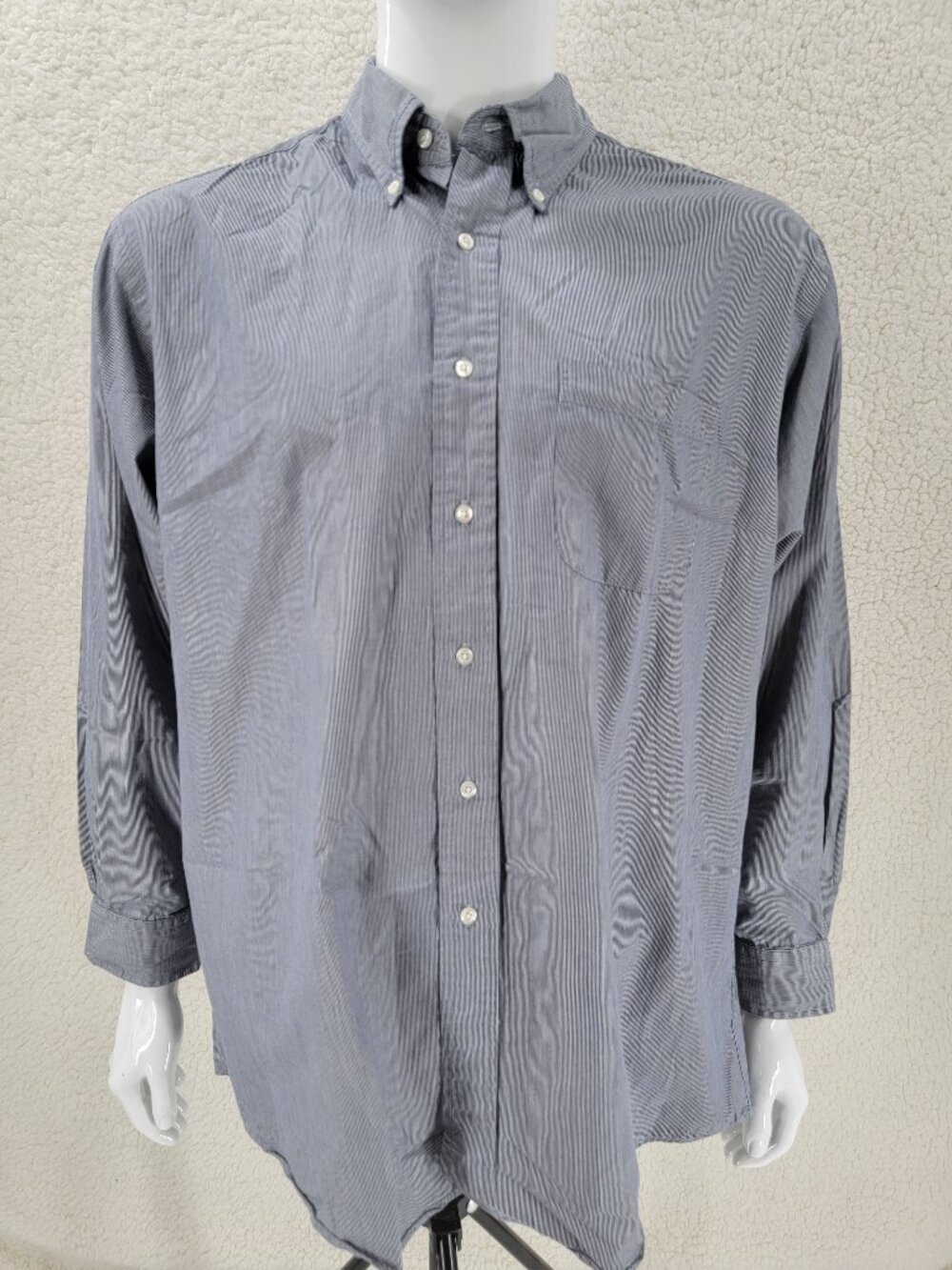 Brooks Brothers Blue Striped Long Sleeve Dress Shirt Men's Size 17-4 100% Cotton